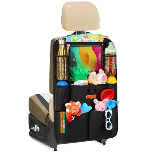 Setebeskytter Bil baksete med nettbrettlomme 10,5" og 9 lommer, vanntett – SURDOCA GD-Black01