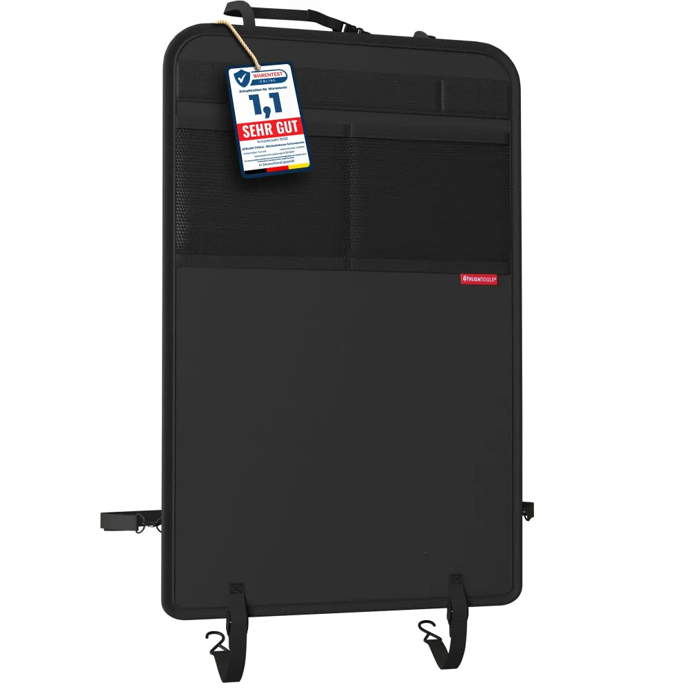 Setebeskytter Bilstol med ryggbeskytter, lommer og vannavvisende belegg, svart – ATHLON TOOLS