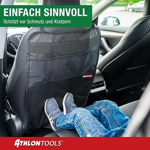 Setebeskytter Bilstol med ryggbeskytter, lommer og vannavvisende belegg, svart – ATHLON TOOLS
