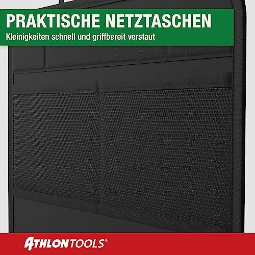Setebeskytter Bilstol med ryggbeskytter, lommer og vannavvisende belegg, svart – ATHLON TOOLS
