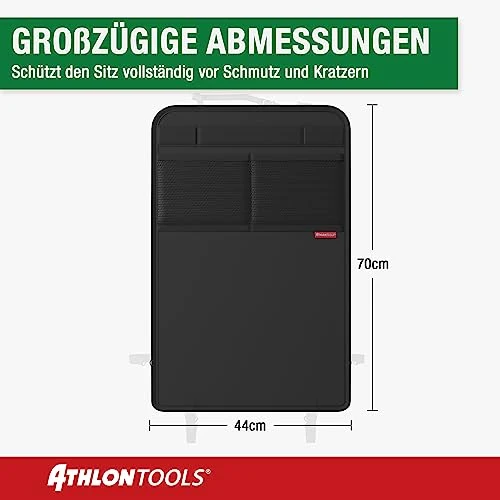 Setebeskytter Bilstol med ryggbeskytter, lommer og vannavvisende belegg, svart – ATHLON TOOLS