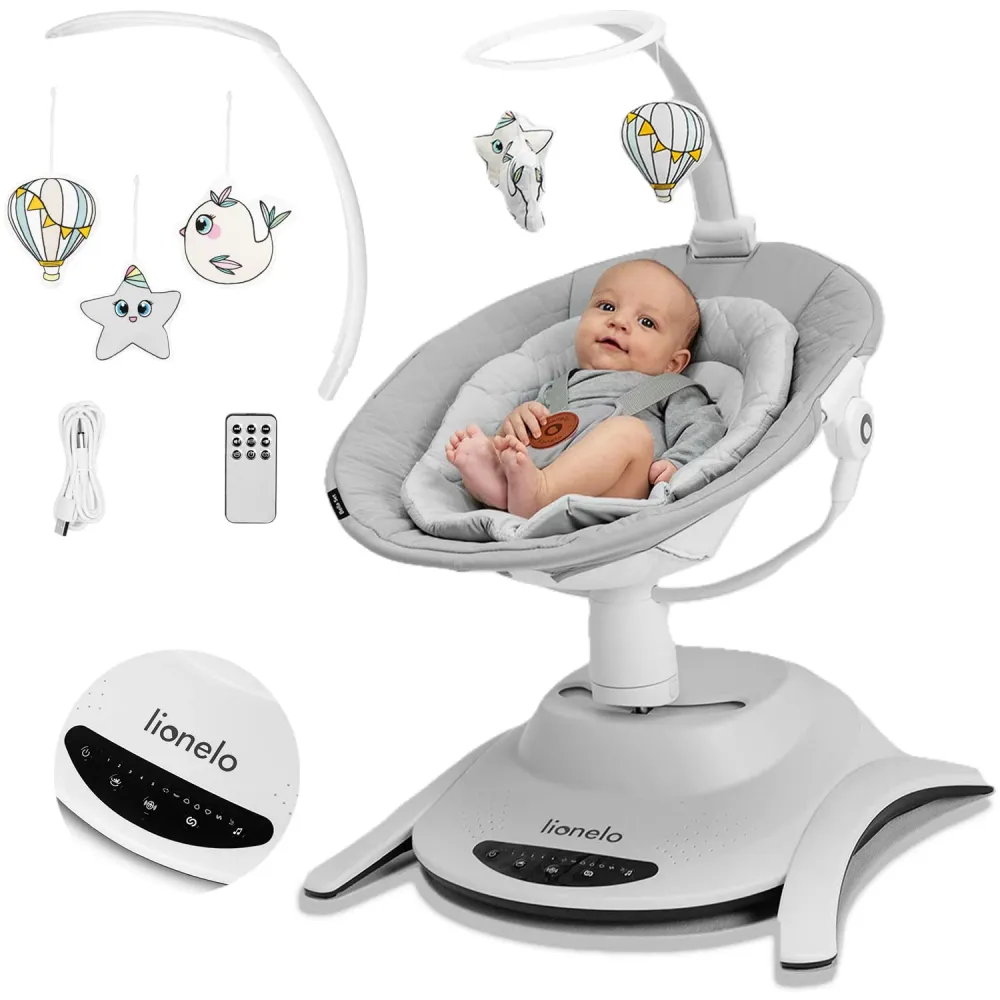 Babygynge Elektrisk 360° Sving, Opptil 9kg, 12 Melodier – Lionelo Bella