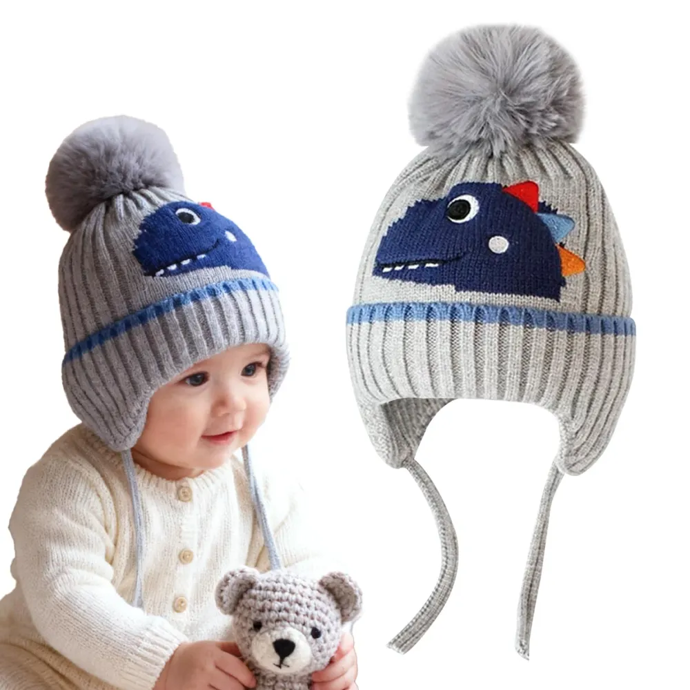 Lue Baby 21x19cm Myk Og Varm Med Ører Og Snøring Unisex – KASESSS