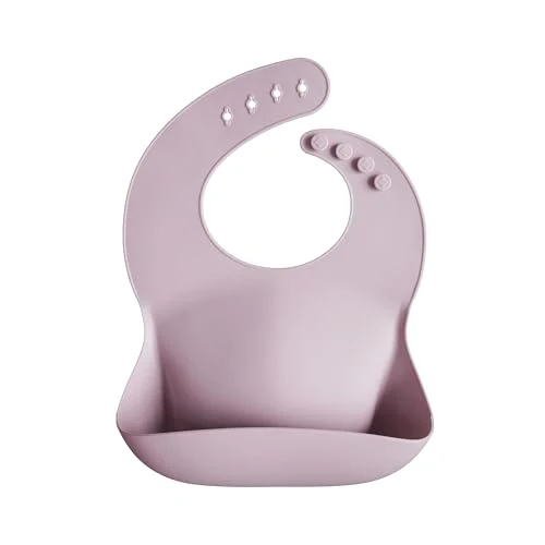 Smekke Baby silikon med dyp lomme, justerbar, BPA-fri, Pale Mauve sklep mushie
