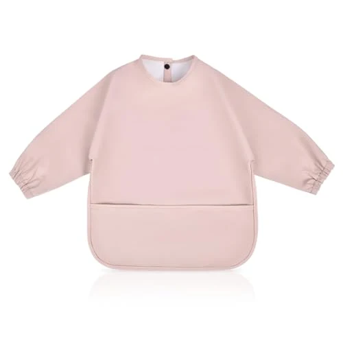 Smekke Med Ermer Vanntett PU Og Stor Lomme, 6–12 Mnd, Rosa – Vicloon