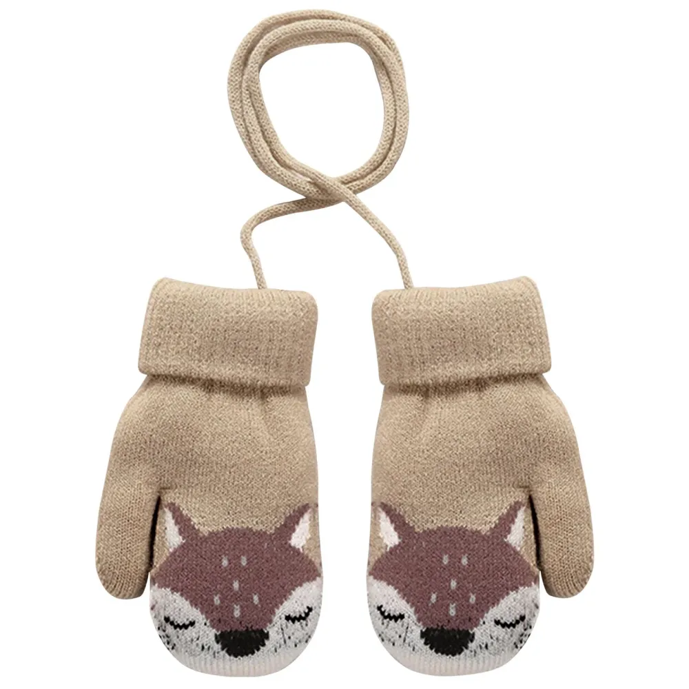 Votter Baby 14cm Med Snor, Fleecefôret, Dyremotiv, Khaki – AWAVM