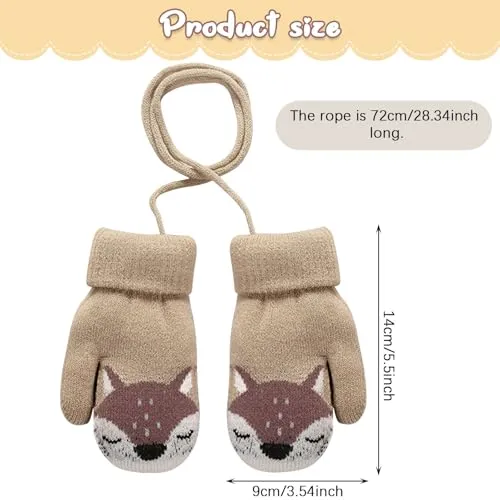 Votter Baby 14cm Med Snor, Fleecefôret, Dyremotiv, Khaki – AWAVM