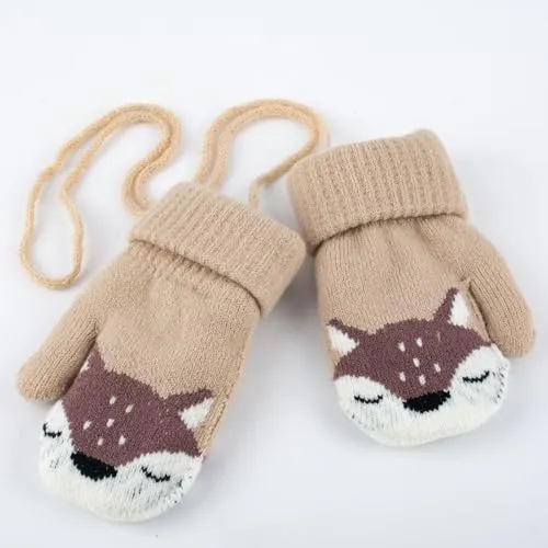 Votter Baby 14cm Med Snor, Fleecefôret, Dyremotiv, Khaki – AWAVM