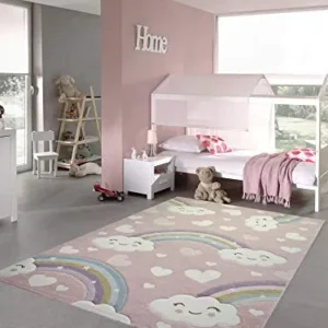 Barne­teppe Barneteppe rosa med regnbue, skyer og hjerter 160x230cm Teppich-Traum 24308/055_6