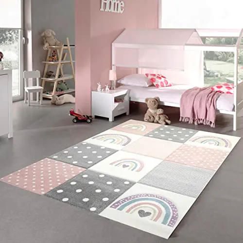 Barne­teppe Regnbue Og Hjerter 160x230cm Teppich-Traum 40049/0255_6