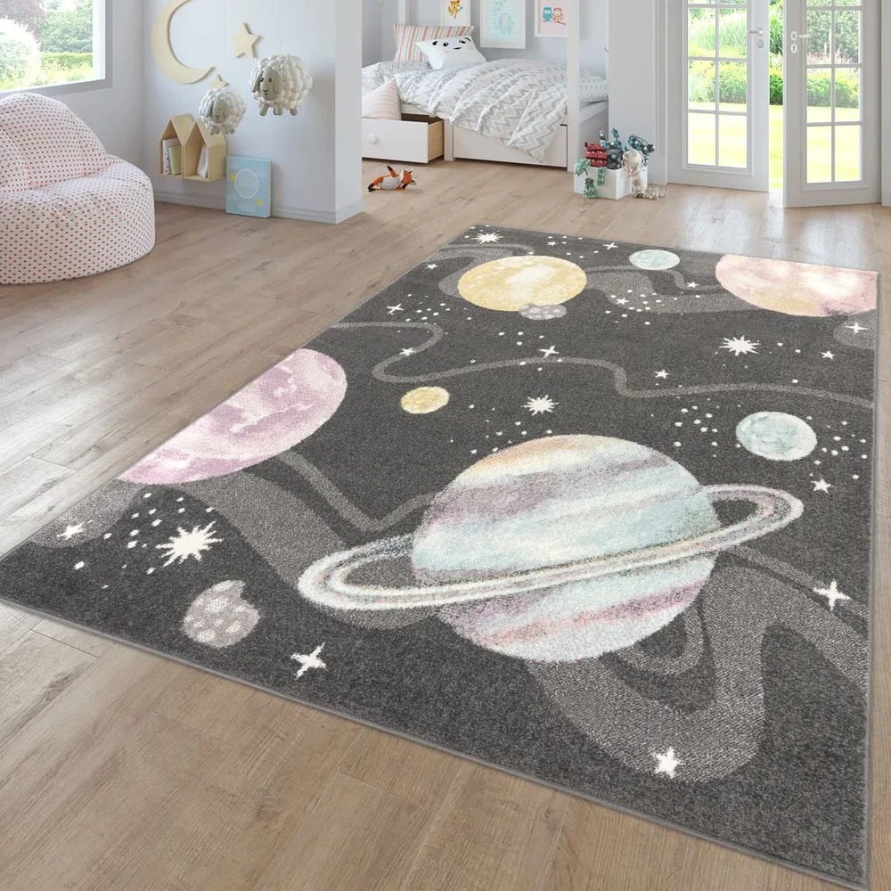 Barneteppe Regnbue Og Skyer 120x160cm Antrasitt TT Home 56620