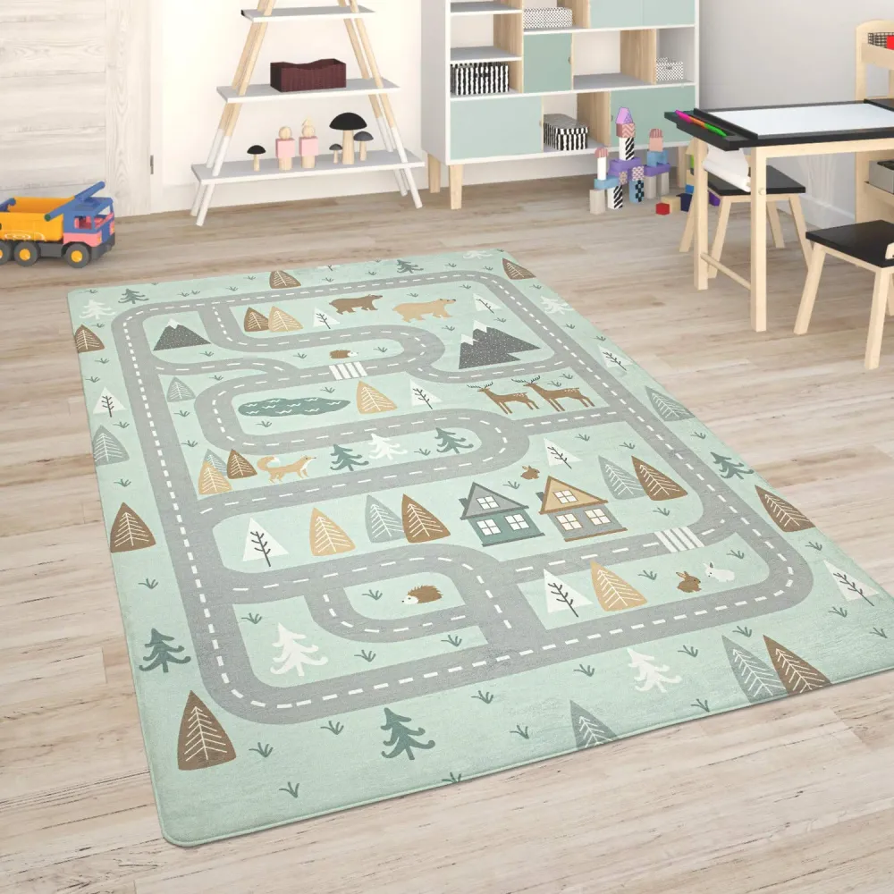 Lekematte Med Veimotiv 155x230cm Turkis Paco Home 45886