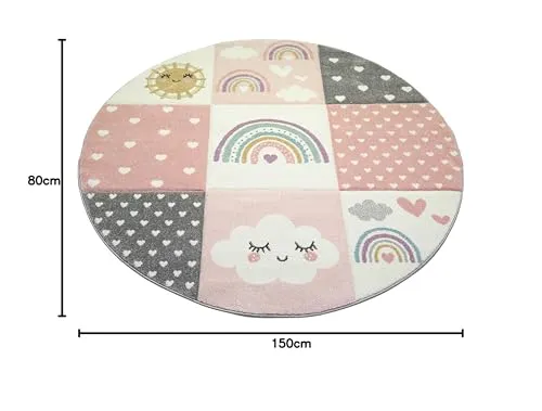 Teppe Barnerom Lekemotiv 80x150cm Rosa/krem/grå Teppich-Traum 40052/0255_1