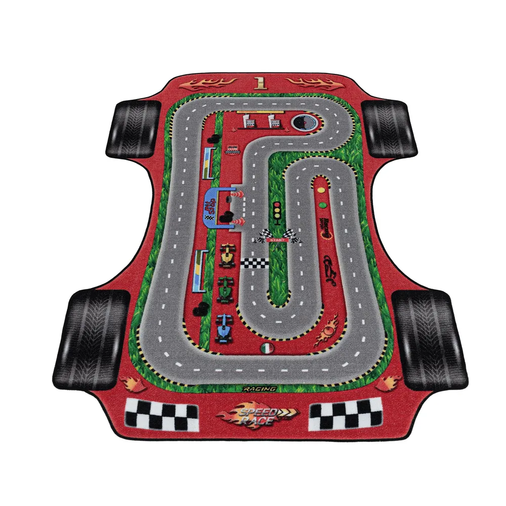 Tepper Barneteppe med racerbane 120x170cm rød, kort lugg Stilvoll Günstig ELMM PLAY2907RED_003