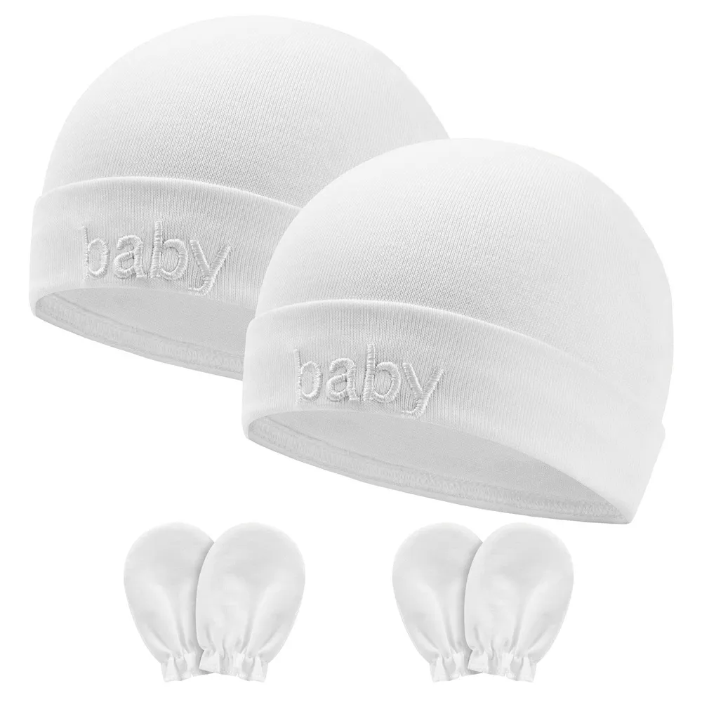 Babysett Med Lue Og Anti-ripe Hansker I Bomull Unisex 0–6 Mnd – Aolso