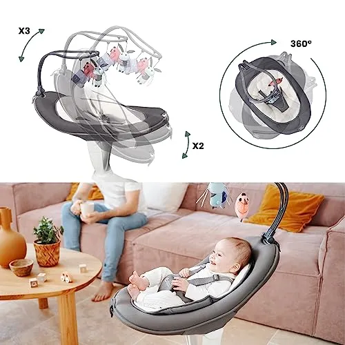 Baby Rocker Med Automatisk Vugge Og 360° Sete Babymoov Swoon Motion Zinc