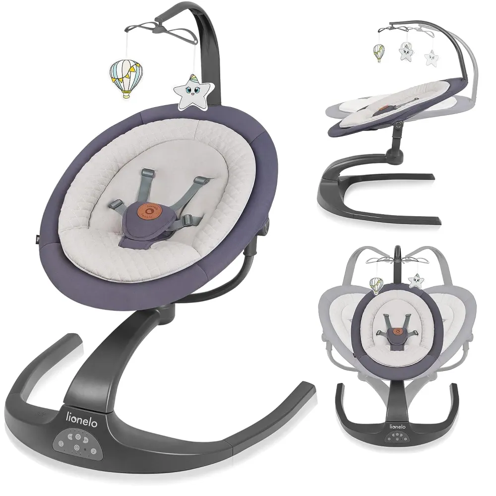 Babygynge 2-i-1 Med 9kg 360° Sete, 5 Hastigheter Og Timer Lionelo Rina