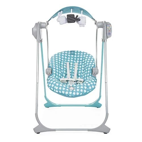 Babyhuske elektronisk 0–6 mnd 9kg turkis med fjernkontroll Polly Swing Up Chicco
