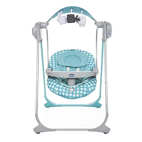 Babyhuske elektronisk 0–6 mnd 9kg turkis med fjernkontroll Polly Swing Up Chicco