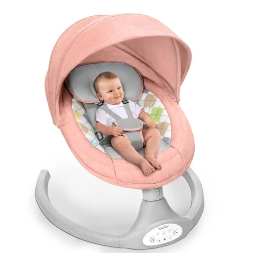 Babyhuske 5 Gyngehastigheter 2,3–9kg Med Fjernkontroll Og 5-punktssele Bioby
