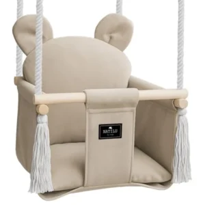 Babyhuske Velvet inne/ute, sikkerhetsbelte, opptil 30kg sklep NATILU Miś Beige Velvet