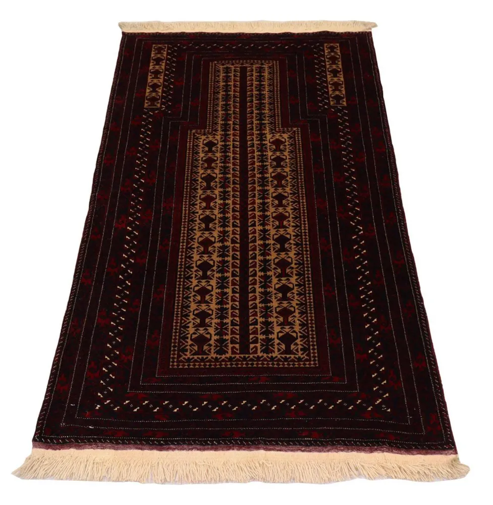 Afghansk teppe - 120 x 80 cm - mørk rød