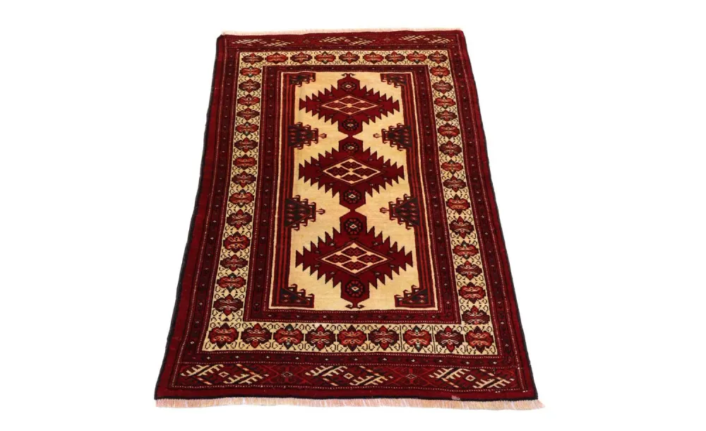 Afghansk teppe - 127 x 89 cm - mørk rød