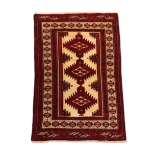 Afghansk teppe - 127 x 89 cm - mørk rød