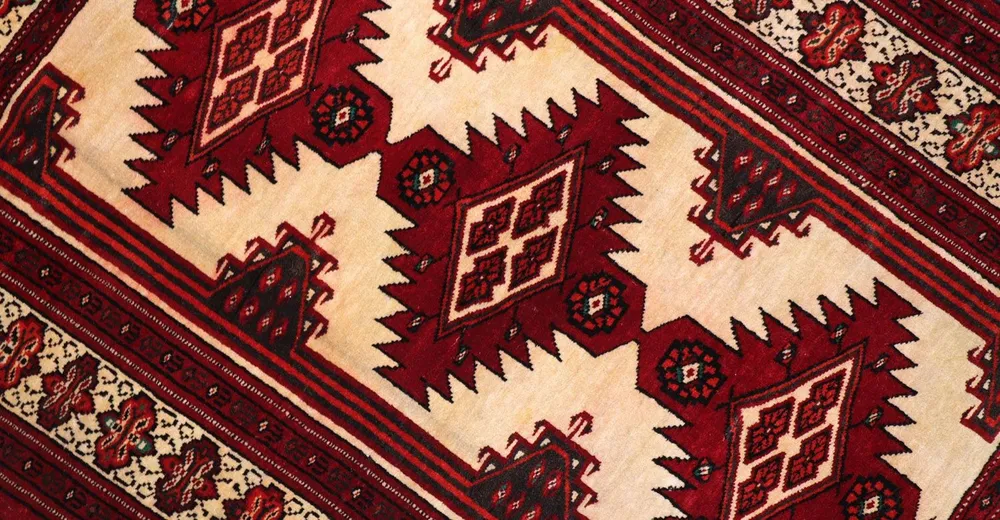 Afghansk teppe - 127 x 89 cm - mørk rød