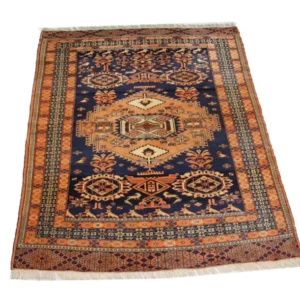 Afghansk teppe - 129 x 107 cm - blå