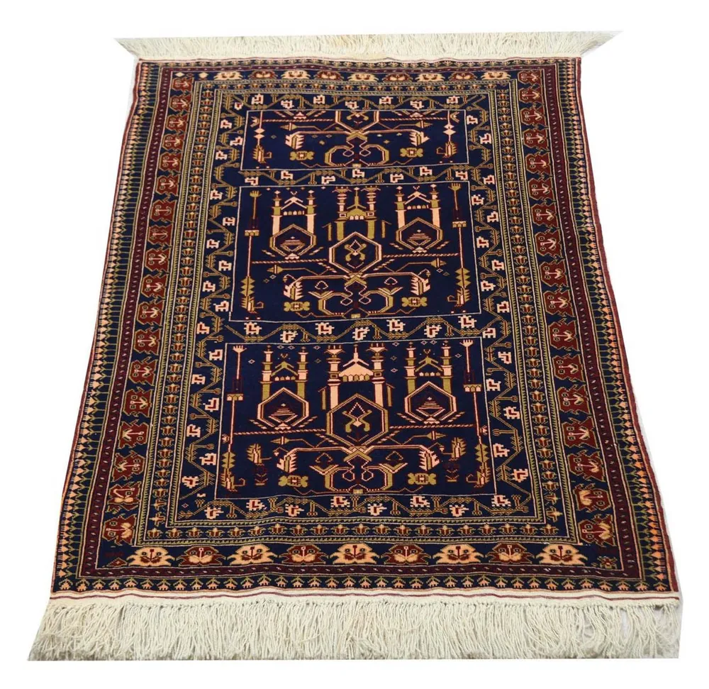 Afghansk teppe - 131 x 87 cm - mørkeblå