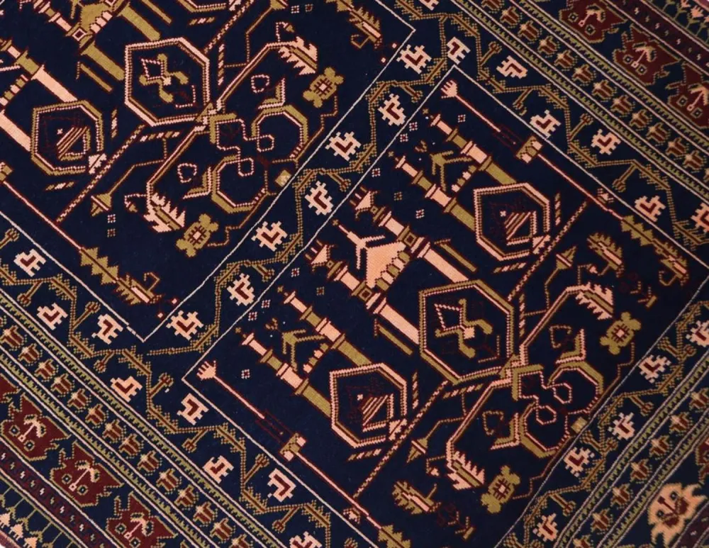 Afghansk teppe - 131 x 87 cm - mørkeblå