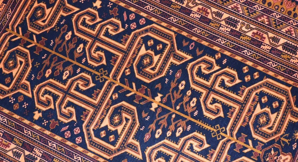 Afghansk teppe - 132 x 98 cm - mørkeblå