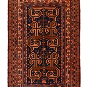 Afghansk teppe - 132 x 98 cm - mørkeblå
