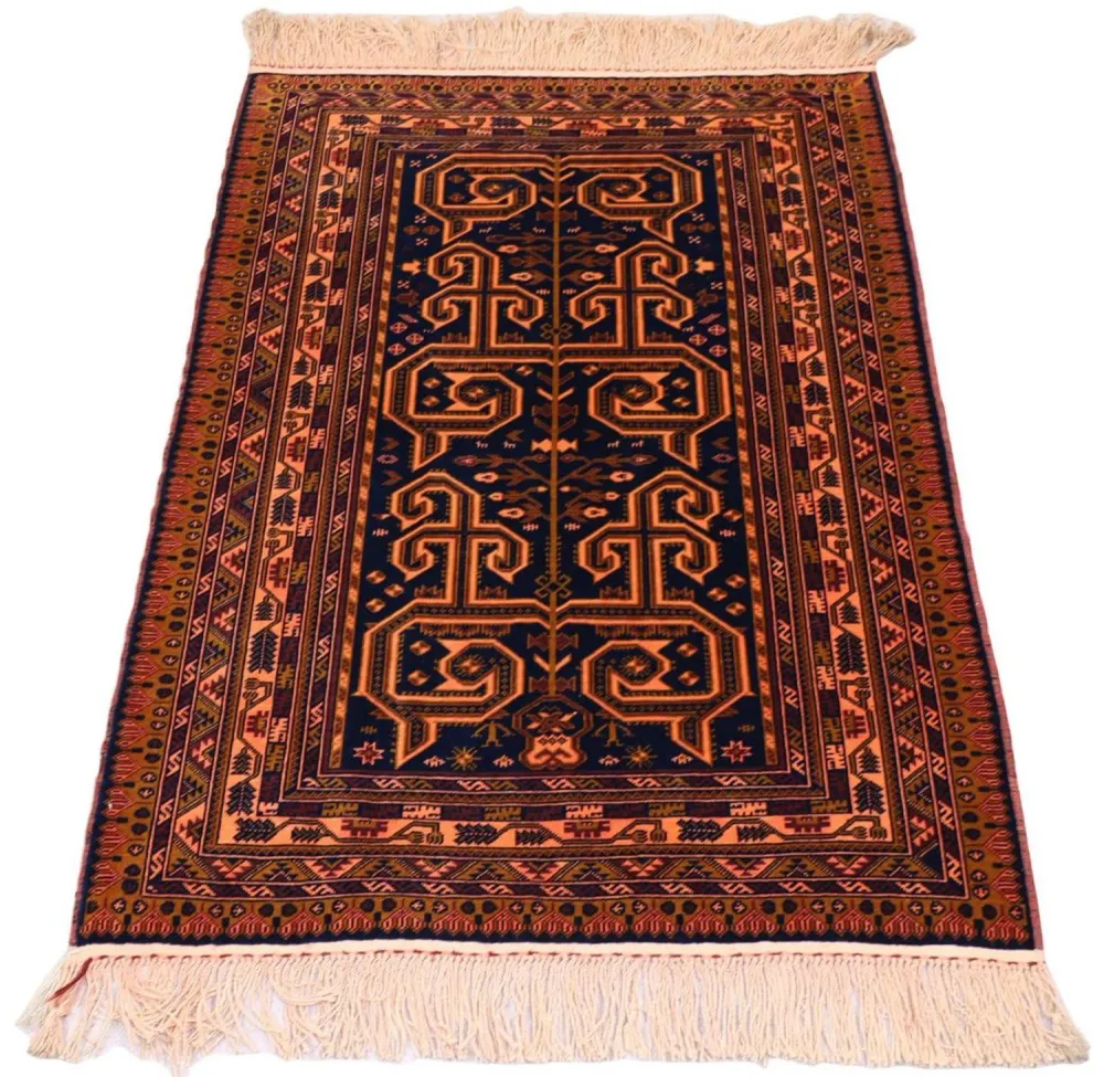 Afghansk teppe - 132 x 98 cm - mørkeblå