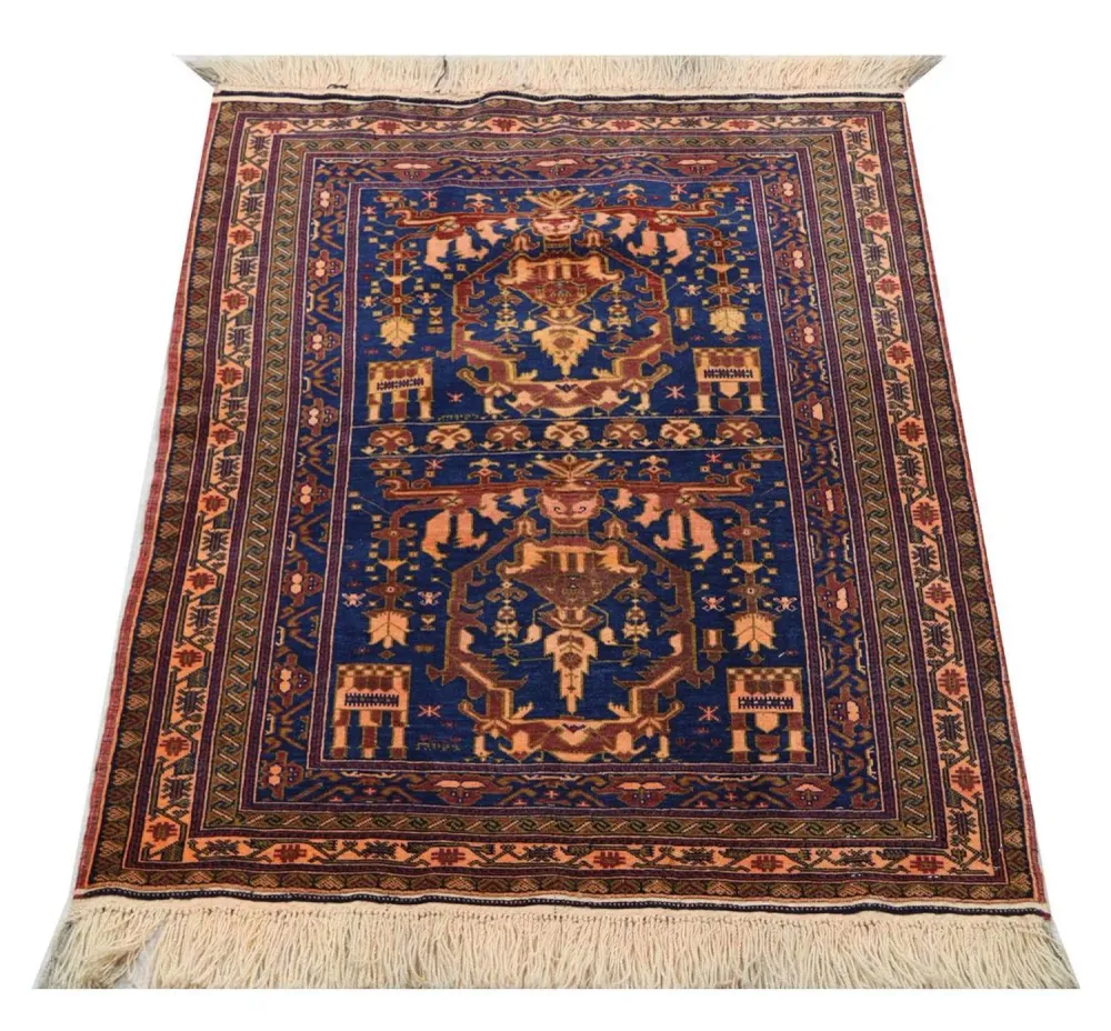Afghansk teppe - 136 x 95 cm - blå