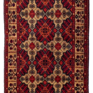 Afghansk teppe - 144 x 98 cm - mørk rød