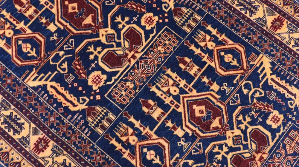 Afghansk teppe - 144 x 95 cm - mørkeblå