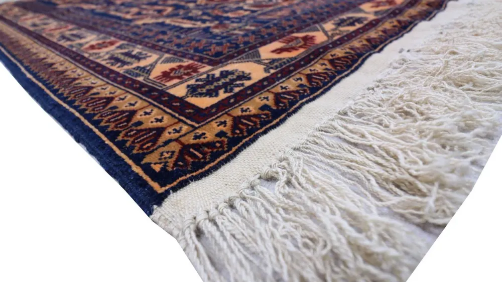Afghansk teppe - 144 x 95 cm - mørkeblå