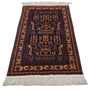 Afghansk teppe - 144 x 95 cm - mørkeblå