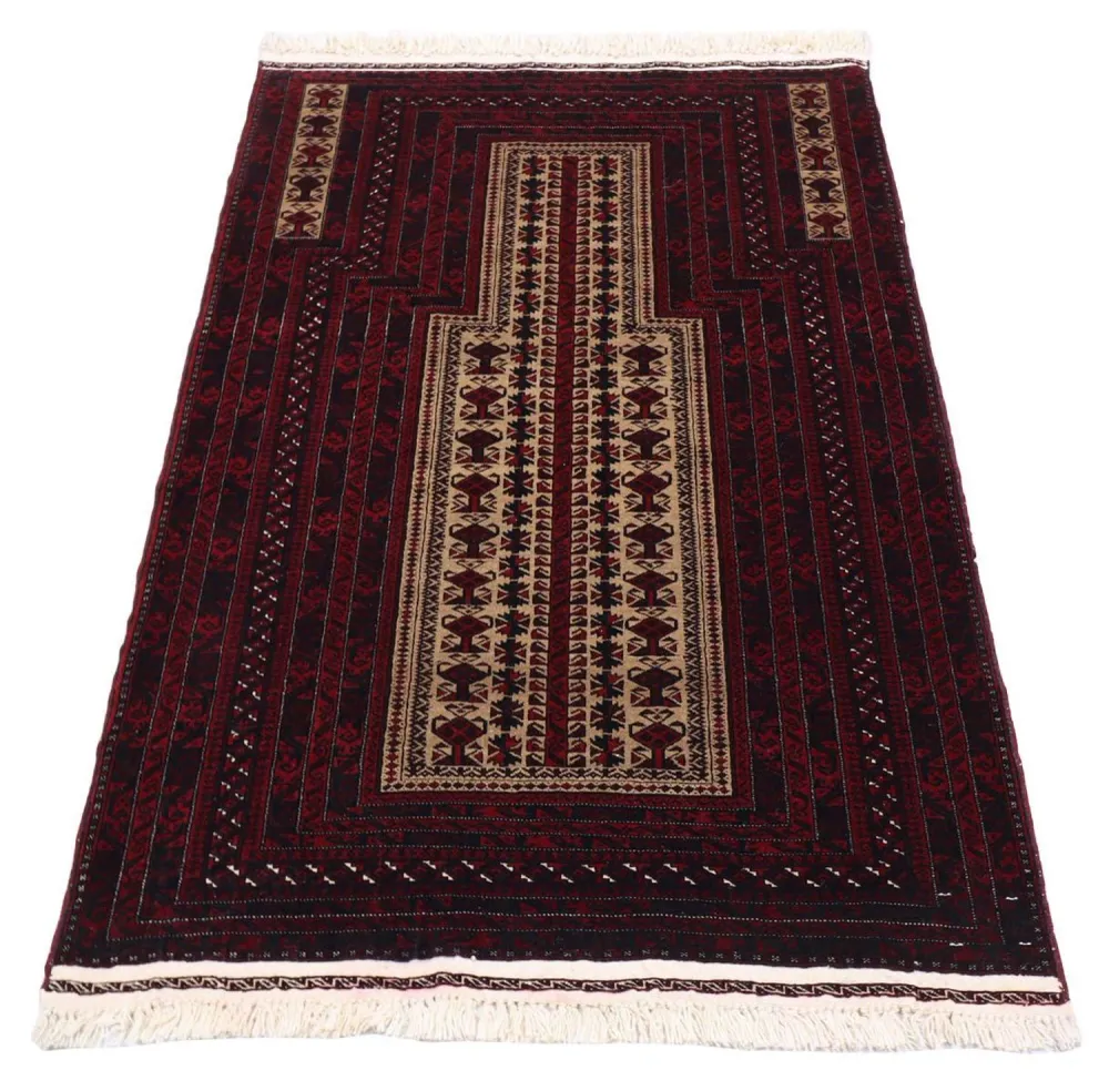 Afghansk teppe - 150 x 95 cm - mørk rød