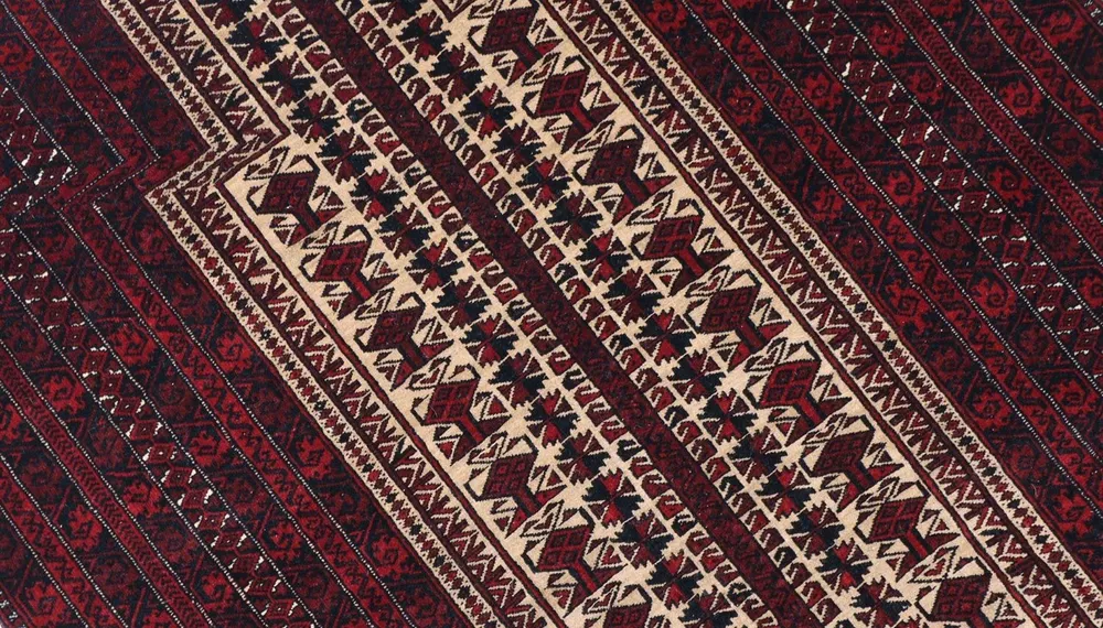 Afghansk teppe - 150 x 95 cm - mørk rød