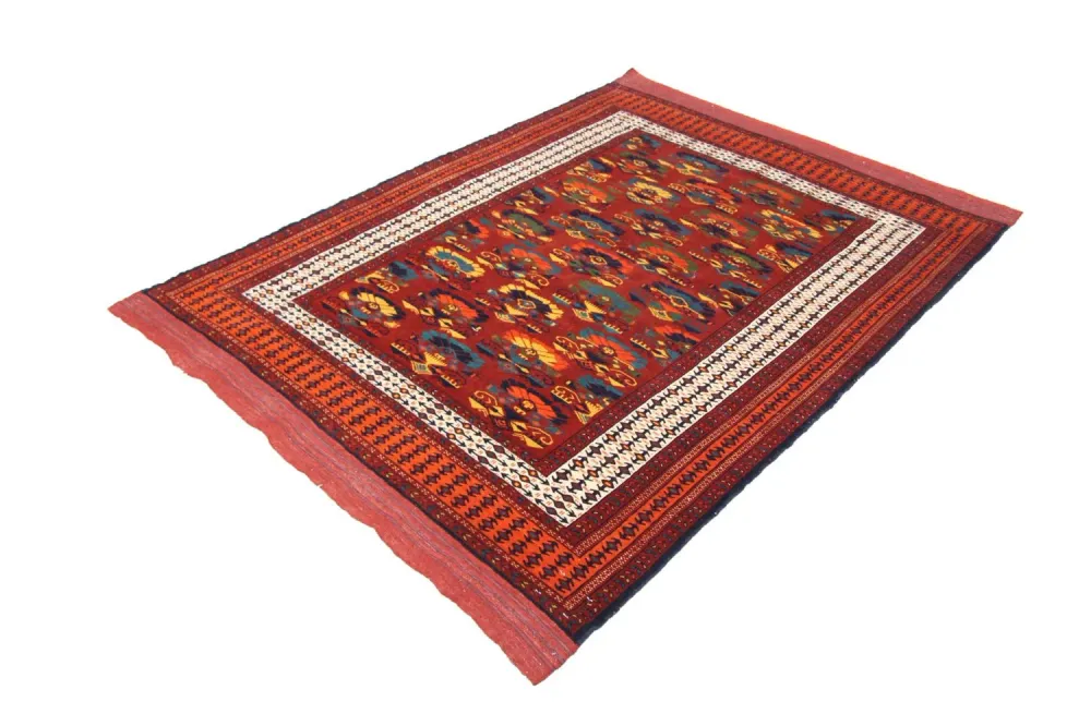 Afghansk teppe - 160 x 130 cm - rust