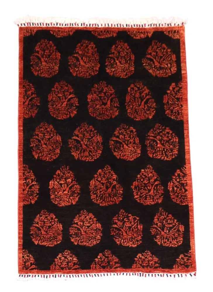 Afghansk teppe - 180 x 127 cm - mørk rød