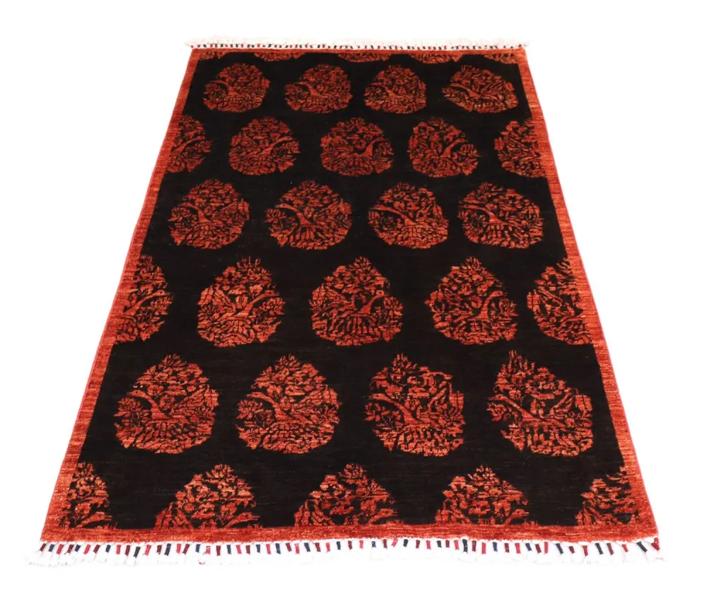 Afghansk teppe - 180 x 127 cm - mørk rød