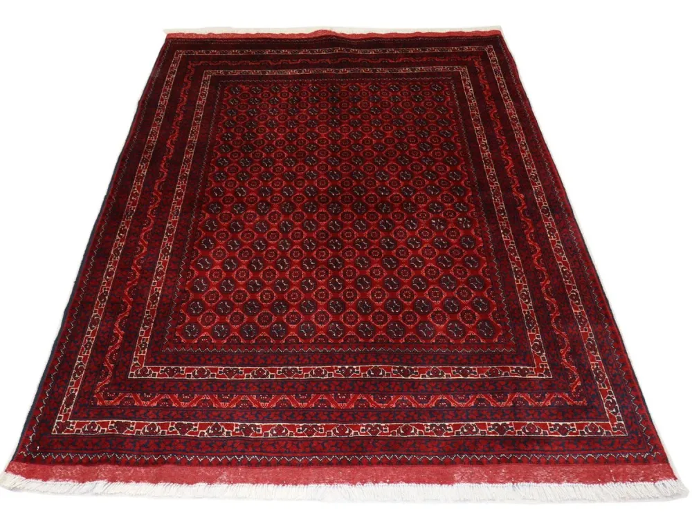 Afghansk teppe - 195 x 151 cm - mørk rød