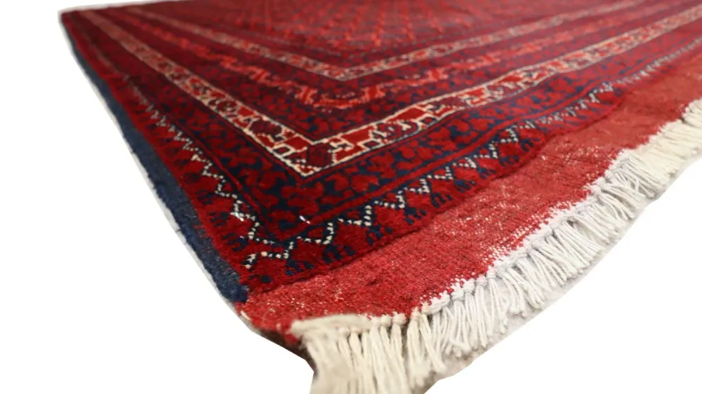 Afghansk teppe - 195 x 151 cm - mørk rød