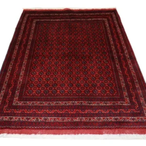 Afghansk teppe - 195 x 151 cm - mørk rød
