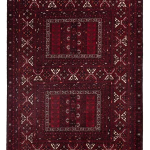 Afghansk teppe - 242 x 165 cm - mørk rød