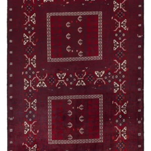 Afghansk teppe - 246 x 151 cm - mørk rød